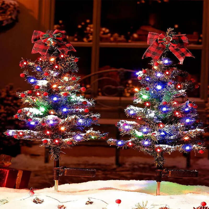 Décorations de noël extérieures imperméables, arbre de noël solaire, 2 Modes, piquet de cour, lumière de chemin de noël pour décoration de jardin et de cour