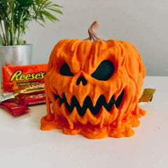 Melting Halloween Pumpkin Candy Bowl Resin Handicraft for Festive Decor and Treats Display