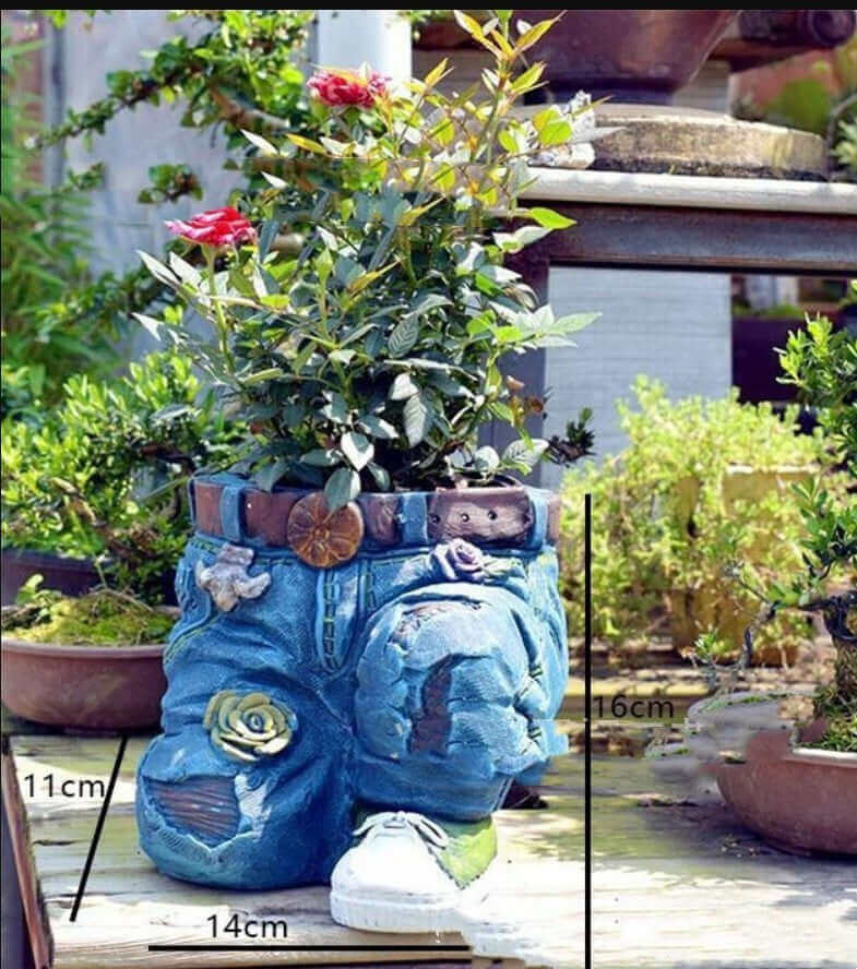 Garden Art Jeans Décoration de jardin Pot de fleur