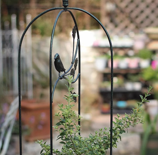 Cage à oiseaux pliante en fer avec cadre en vigne grimpante, support décoratif pour balcon et fleurs