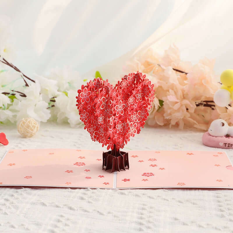 Valentine's Day Stereoscopic Greeting Cards Love Cherry Tree Paper