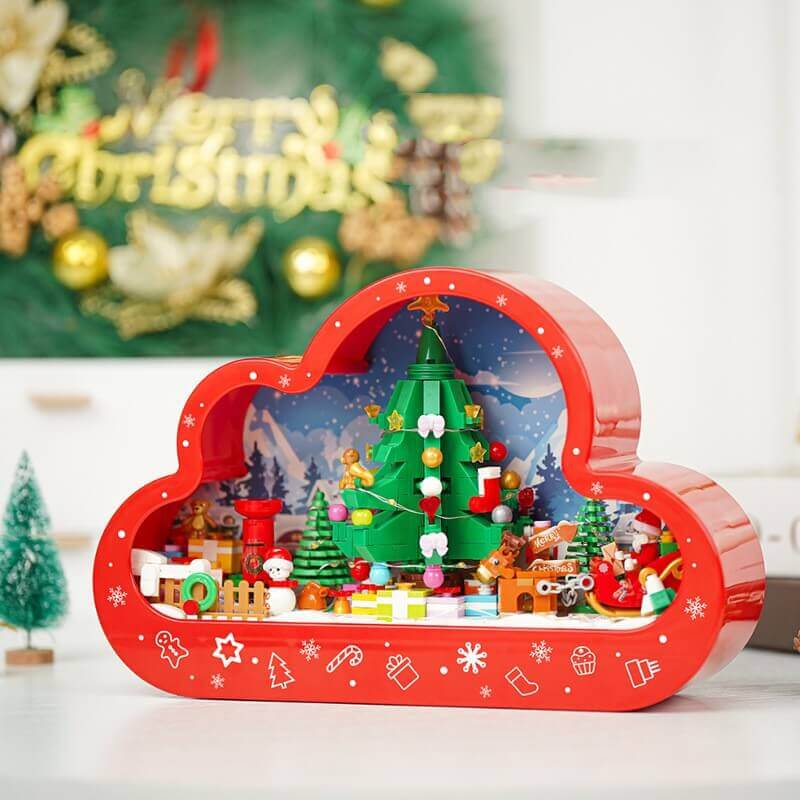 Christmas Cloud Night Lamp LED Table Light - Assembled Building Block Toy, Decorative Mirror