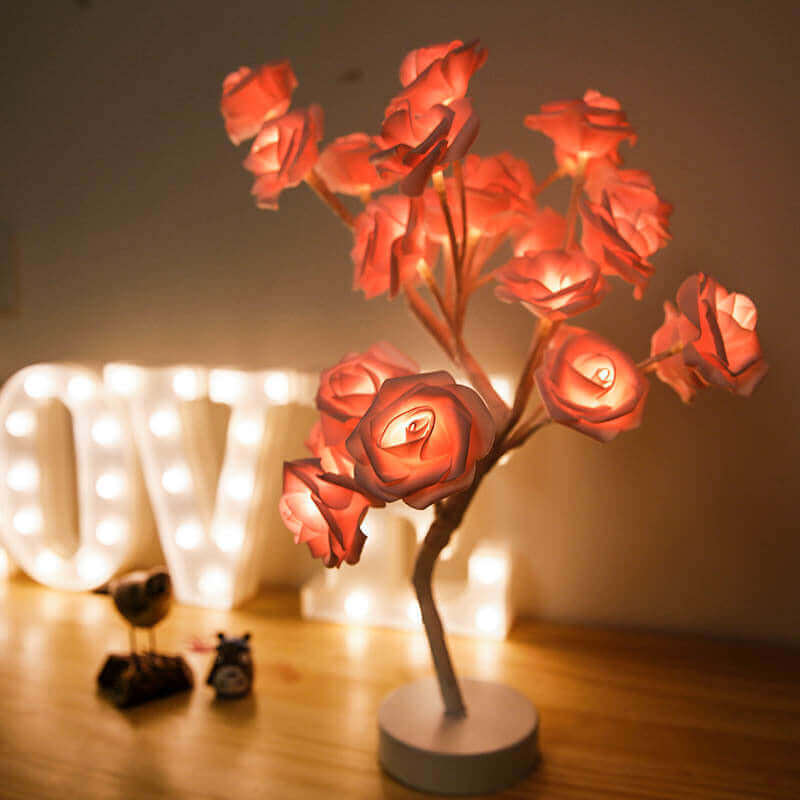 Rosen-Blumen-Lampe, USB, batteriebetrieben, LED-Tischlampe, Bonsai-Baum, Nachtlichter, Girlande, Schlafzimmer, Dekoration, Lichter, Heimdekoration