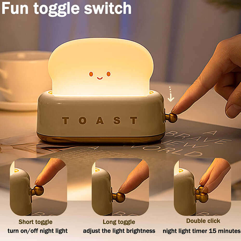 Kreative LED Brot Maker Nachtlicht USB Lade Dimmen Toast Lampe Schlafzimmer Kinder Timing Schlafen Lampen Lustige Licht