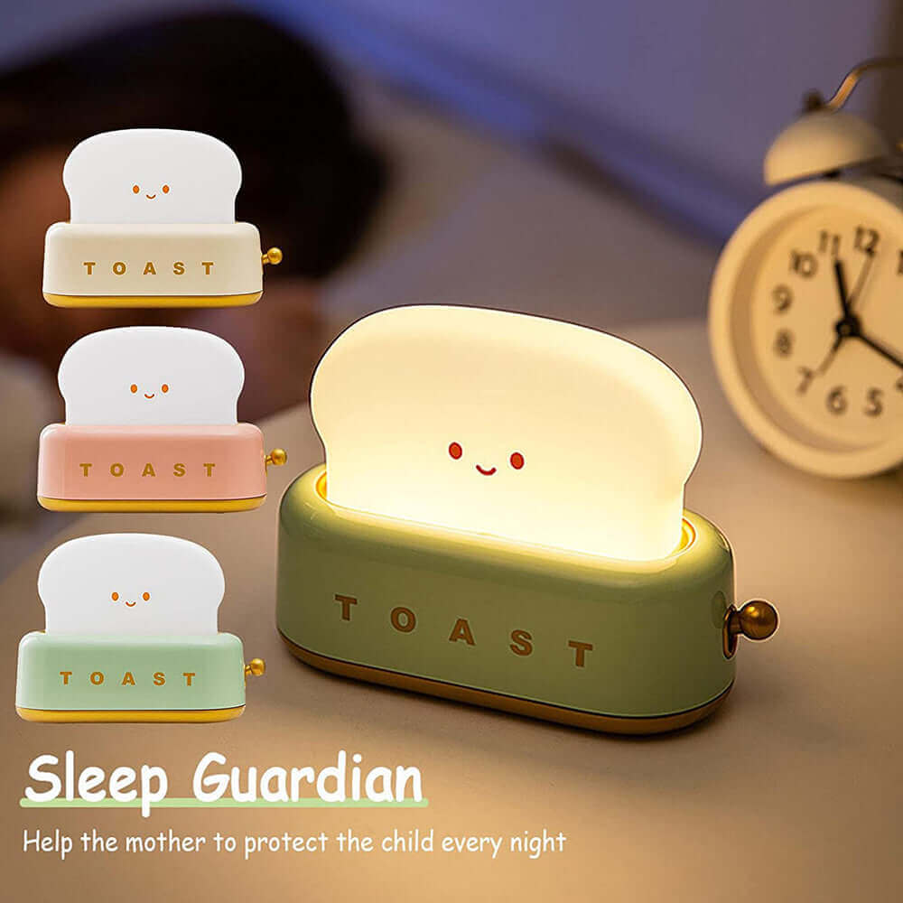 Creative LED Bread Maker Night Light USB Charging Dimming Toast Lamp Bedroom Children Timing Sleeping Lamps Funny Light