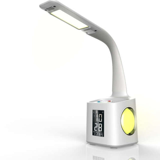 Lampe de bureau à LED avec port de chargement USB, écran, calendrier et couleurs, veilleuse pour enfants, lampe de table à intensité variable avec support pour stylo