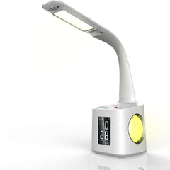 Lampe de bureau à LED avec port de chargement USB, écran, calendrier et couleurs, veilleuse pour enfants, lampe de table à intensité variable avec support pour stylo