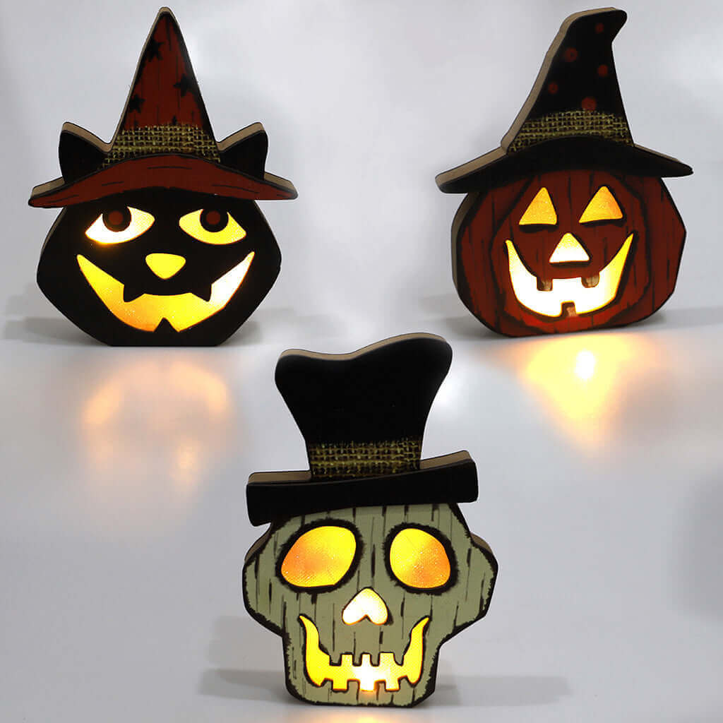 Creative Halloween Wooden Pumpkin Lamp Halloween Decorations