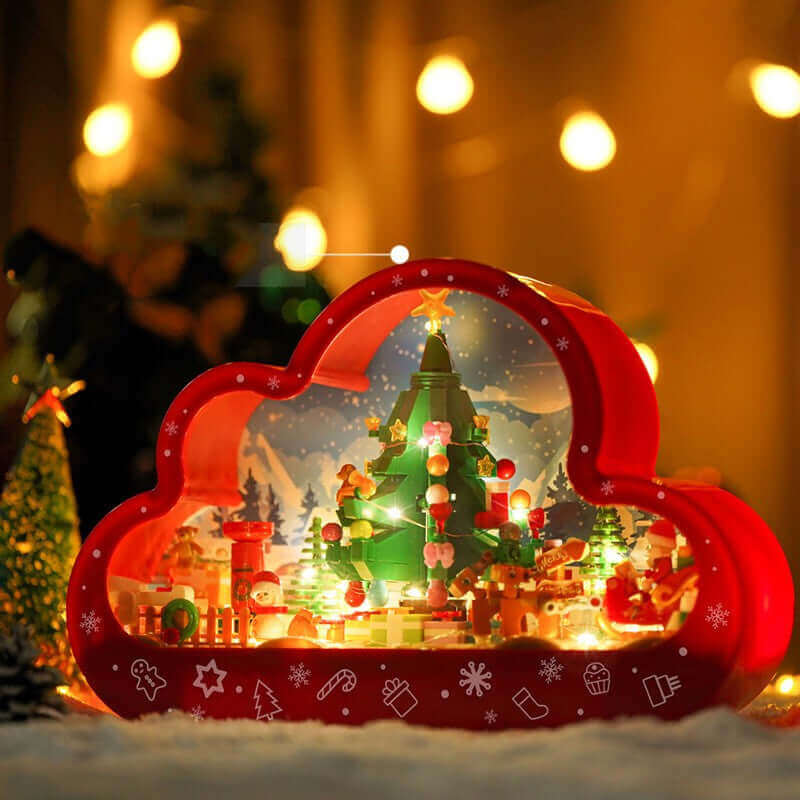 Christmas Cloud Night Lamp LED Table Light - Assembled Building Block Toy, Decorative Mirror