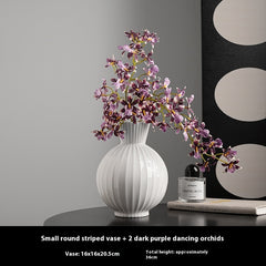 High-grade Living Room Table Decoration White American Striped Ceramic Vase