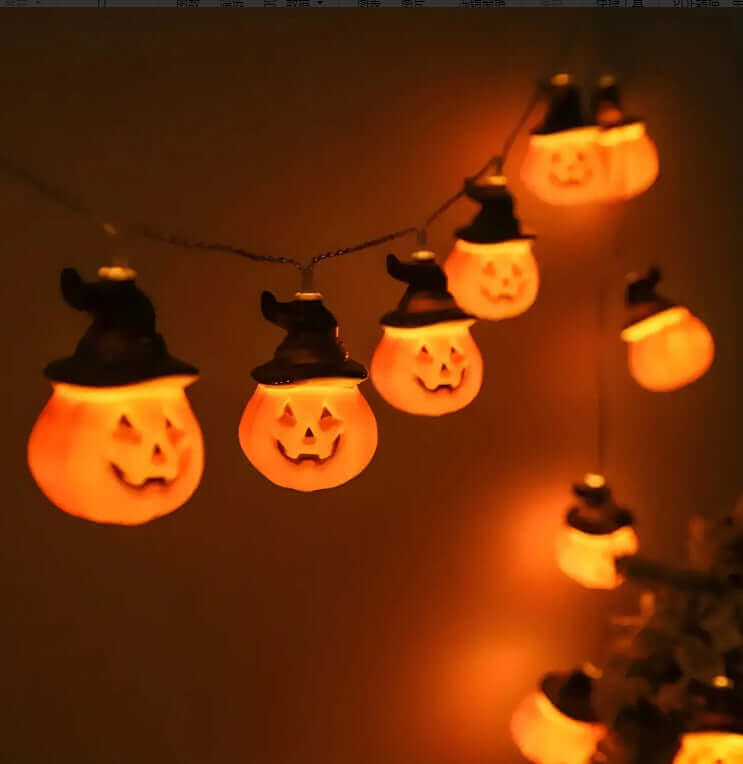 Chaîne d'éclairage d'Halloween en PVC souple, lampe de modélisation de chauve-souris fantôme citrouille, décoration intérieure et extérieure de la maison