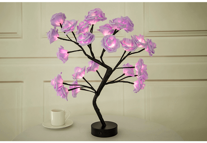 Rosen-Blumen-Lampe, USB, batteriebetrieben, LED-Tischlampe, Bonsai-Baum, Nachtlichter, Girlande, Schlafzimmer, Dekoration, Lichter, Heimdekoration