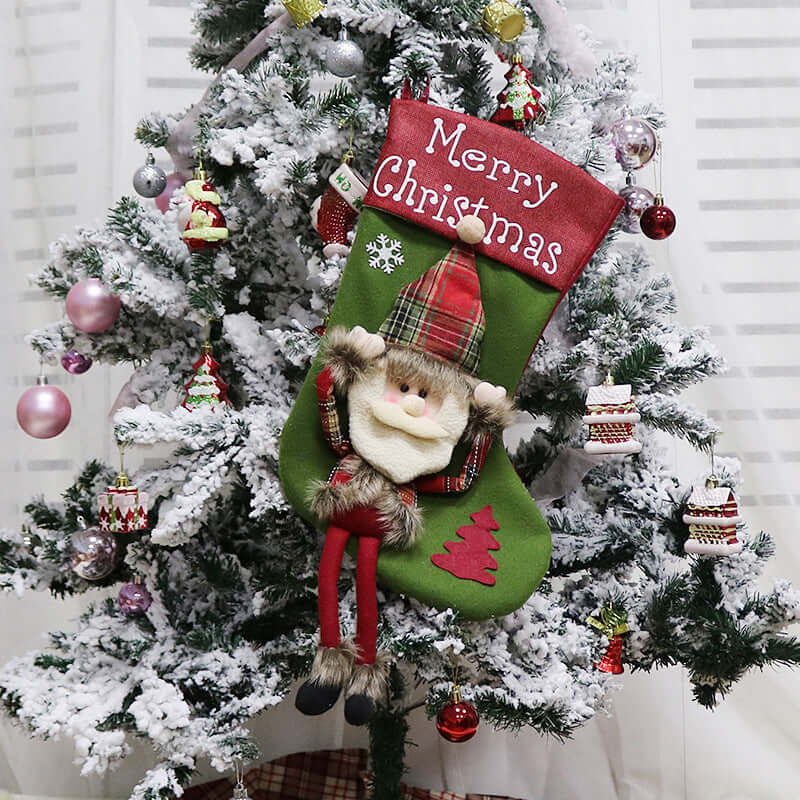 Ensemble de décorations de Noël pour le Nouvel An, grandes chaussettes en peluche 3D, pendentif pour arbre de Noël, fournitures de décoration