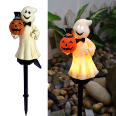 Solar Halloween Outdoor Creative Atmosphere Pumpkin Lamp with Waterproof Wrought Iron Design for Garden Decor