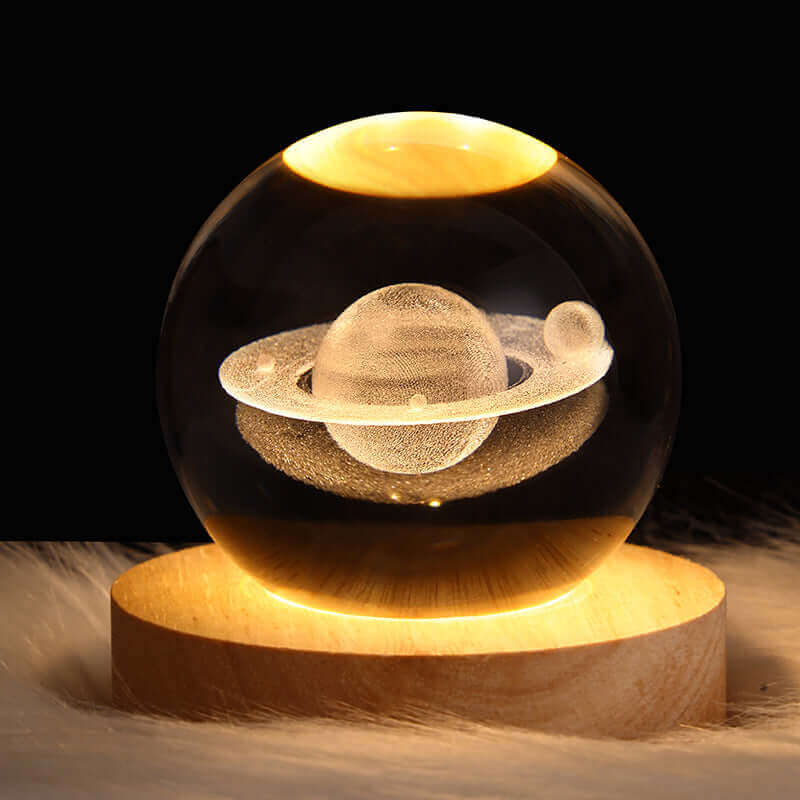 LED veilleuse galaxie boule de cristal lampe de Table 3D planète lune lampe chambre décor à la maison pour enfants fête enfants cadeaux d'anniversaire