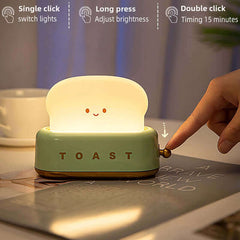 Creative LED Bread Maker Night Light USB Charging Dimming Toast Lamp Bedroom Children Timing Sleeping Lamps Funny Light