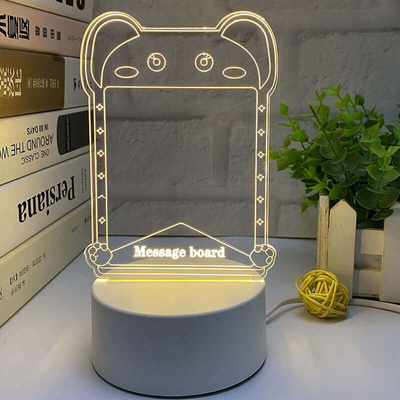 Tableau de notes luminescent de bureau avec veilleuse 3D