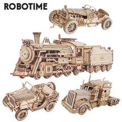 Robotime ROKR Zugmodell, 3D-Holzpuzzle, Spielzeug zum Zusammenbauen, Lokomotivmodellbausätze für Kinder, Geburtstags- und Weihnachtsgeschenk