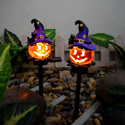 Solar Halloween Outdoor Creative Atmosphere Pumpkin Lamp with Waterproof Wrought Iron Design for Garden Decor