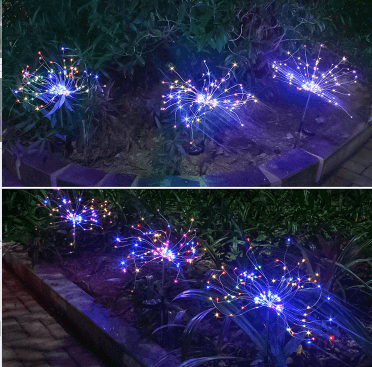 Nouvelle prise de terre feu d'artifice solaire éclairage LED chaîne fil de cuivre décoration de jardin extérieur étoiles lumières lumières de noël