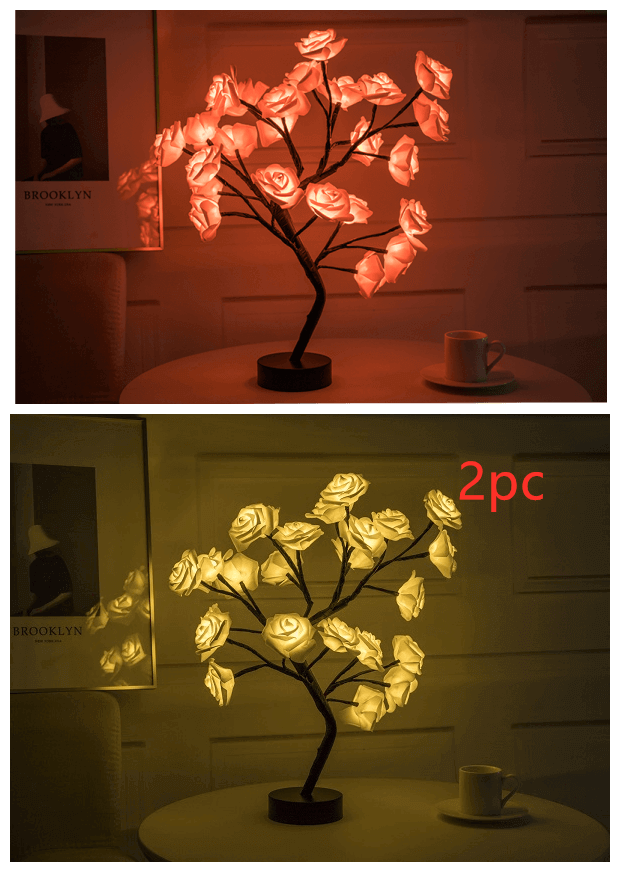 Rosen-Blumen-Lampe, USB, batteriebetrieben, LED-Tischlampe, Bonsai-Baum, Nachtlichter, Girlande, Schlafzimmer, Dekoration, Lichter, Heimdekoration