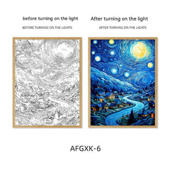 Van Gogh Famous Starry Sky Line Living Room Lighting Painting