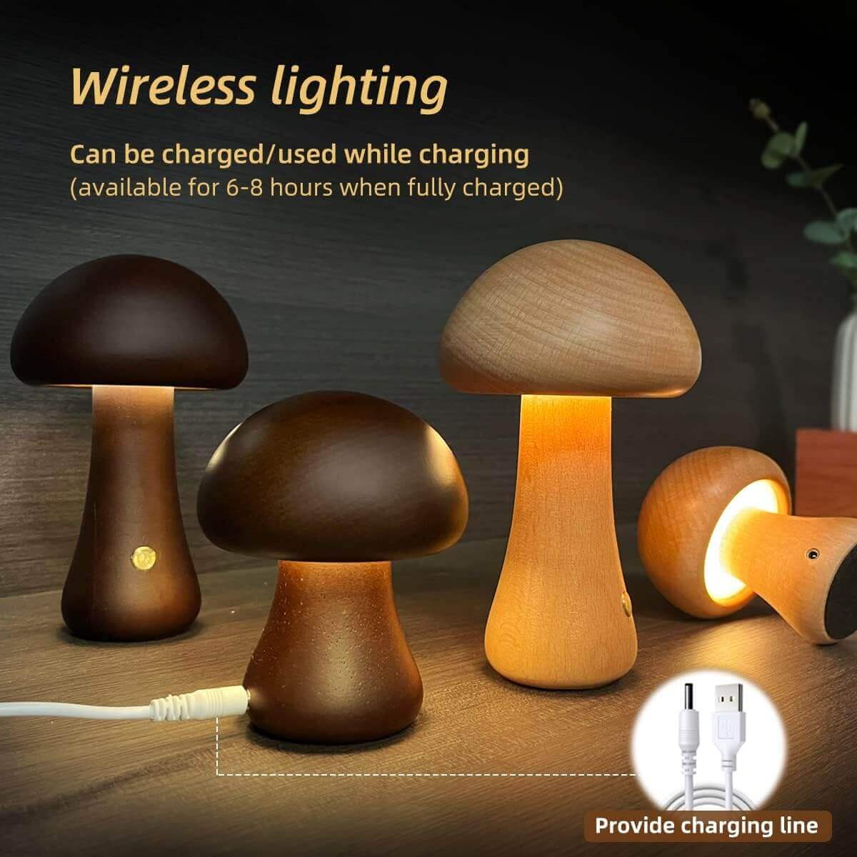 INS en bois mignon champignon LED veilleuse avec interrupteur tactile lampe de Table de chevet pour chambre chambre d'enfants dormir lampes de nuit décor à la maison