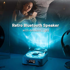 Retro-Plattenspieler-Lautsprecher, kabelloser Bluetooth 5.0-Schallplattenspieler, Stereo-Sound mit weißem Rauschen, RGB-Projektionslampeneffekt