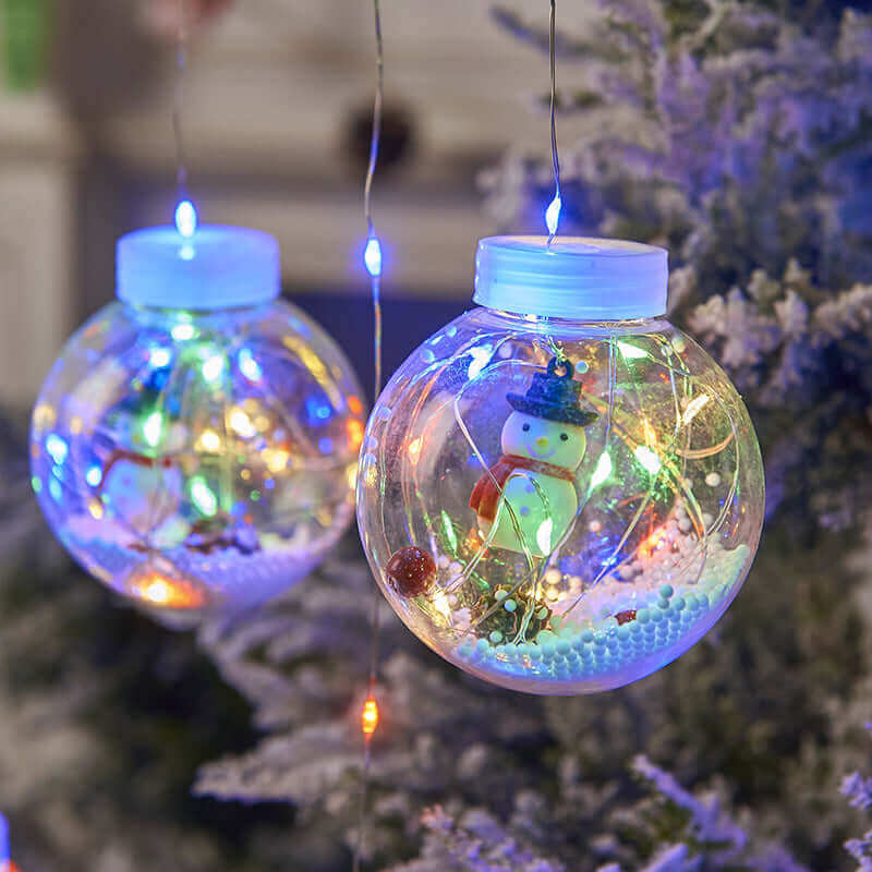 10PCS LED Weihnachten Vorhang Lampe Fee Schneemann Wishing Ball Lampe String Weihnachten Fenster Dekoration Weihnachten Licht Zimmer