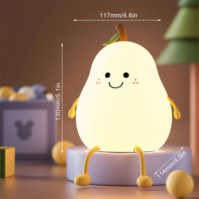 LED Poire Fruit Veilleuse USB Rechargeable Gradation Tactile Silicone Lampe de Table Chambre Chevet Décoration Couple Cadeau Boby Lumière