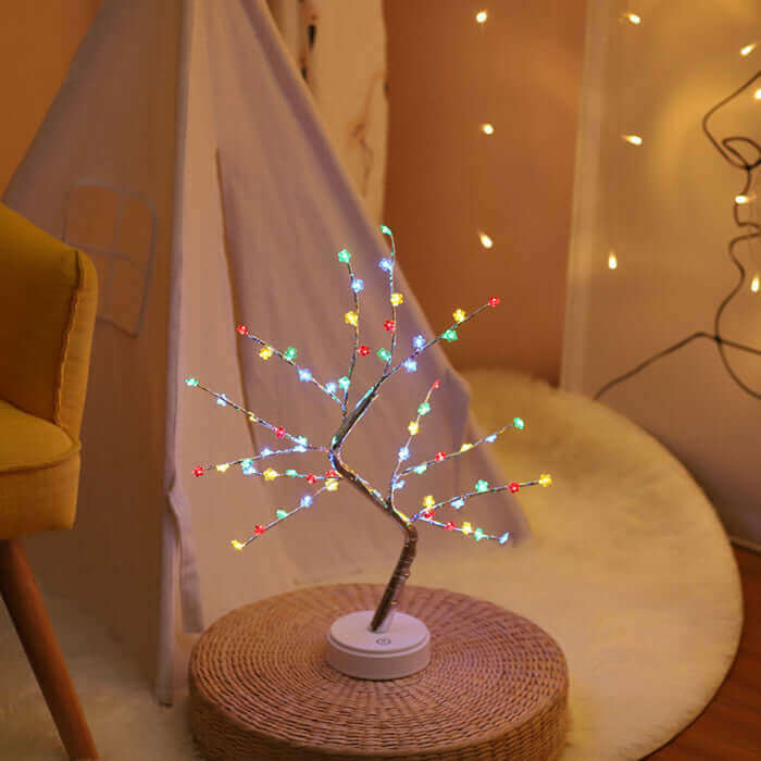 Lampe LED USB en forme d'arbre à feu en fil de cuivre, veilleuse