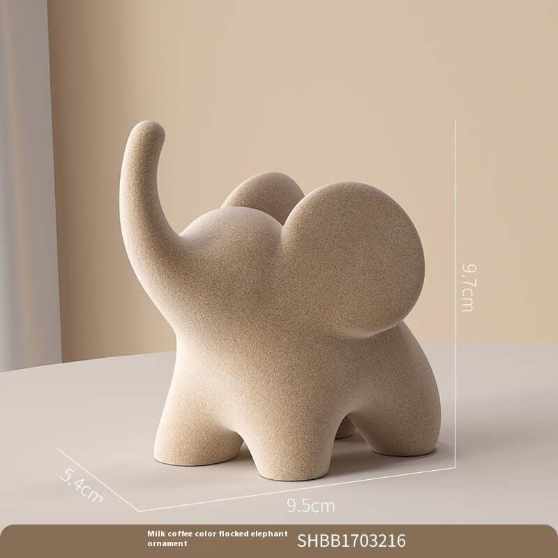 Modern Minimalist Flocking Elephant Small Ornaments Decorations