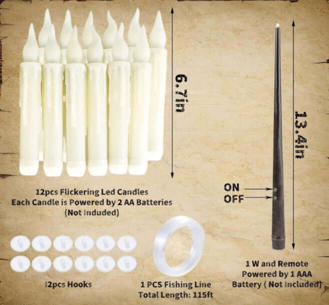 20 schwimmende LED-Stabkerzen mit Kerzenständer und Zauberstab-Fernbedienung für die Dekoration zu Hause und bei Veranstaltungen