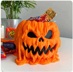 Melting Halloween Pumpkin Candy Bowl Resin Handicraft for Festive Decor and Treats Display