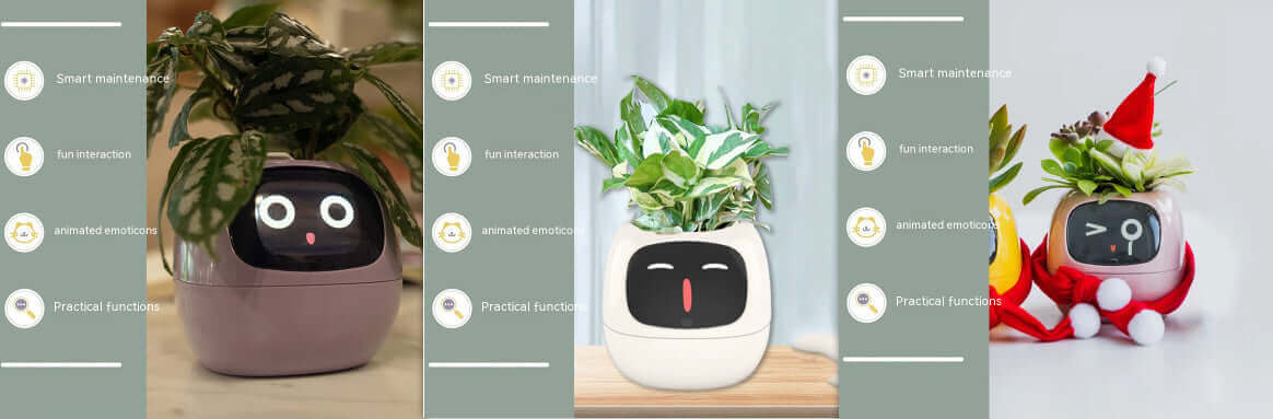 Smart Planter Endloser Spaß Über 49 ausdrucksstarke Ausdrücke 7 intelligente Sensoren und KI-Chips machen das Pflanzenaufziehen einfach und unterhaltsam