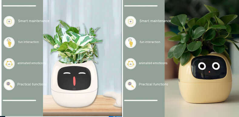 Smart Planter Endloser Spaß Über 49 ausdrucksstarke Ausdrücke 7 intelligente Sensoren und KI-Chips machen das Pflanzenaufziehen einfach und unterhaltsam