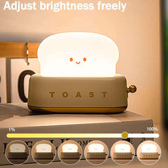 Creative LED Bread Maker Night Light USB Charging Dimming Toast Lamp Bedroom Children Timing Sleeping Lamps Funny Light