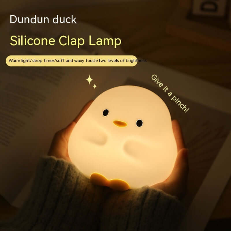 Niedliche Ente LED-Nachtlampe, Cartoon-Silikon, wiederaufladbar, USB-Schlaflicht, Berührungssensor, Timing, Schlafzimmer, Nachttischlampe für Kinder, Geschenk für Zuhause, Dekoration