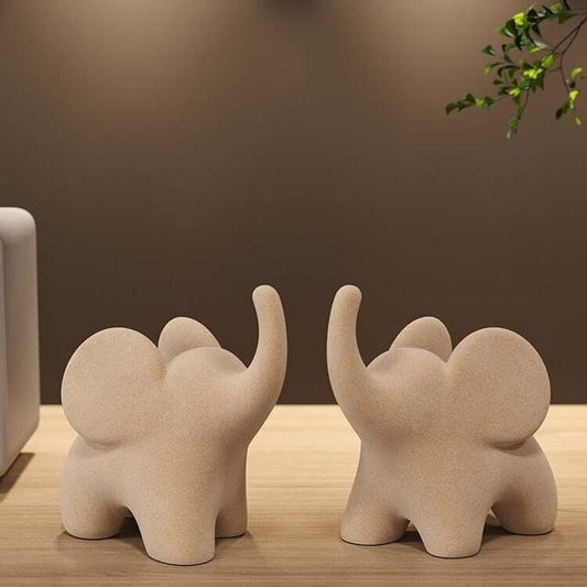 Moderne minimalistische beflockte Elefanten-Dekorationen in kleinen Größen