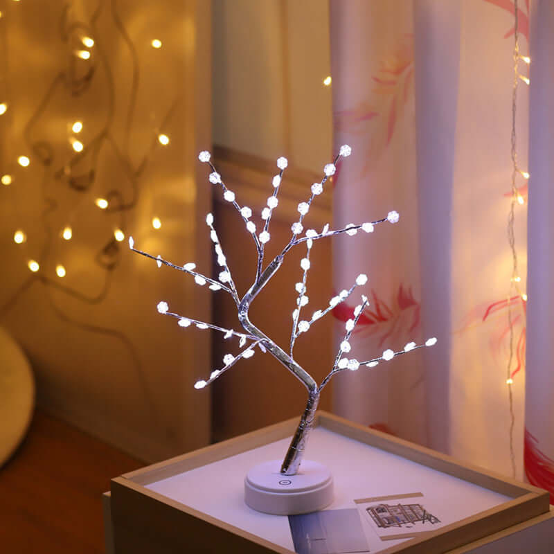 Lampe LED USB en forme d'arbre à feu en fil de cuivre, veilleuse