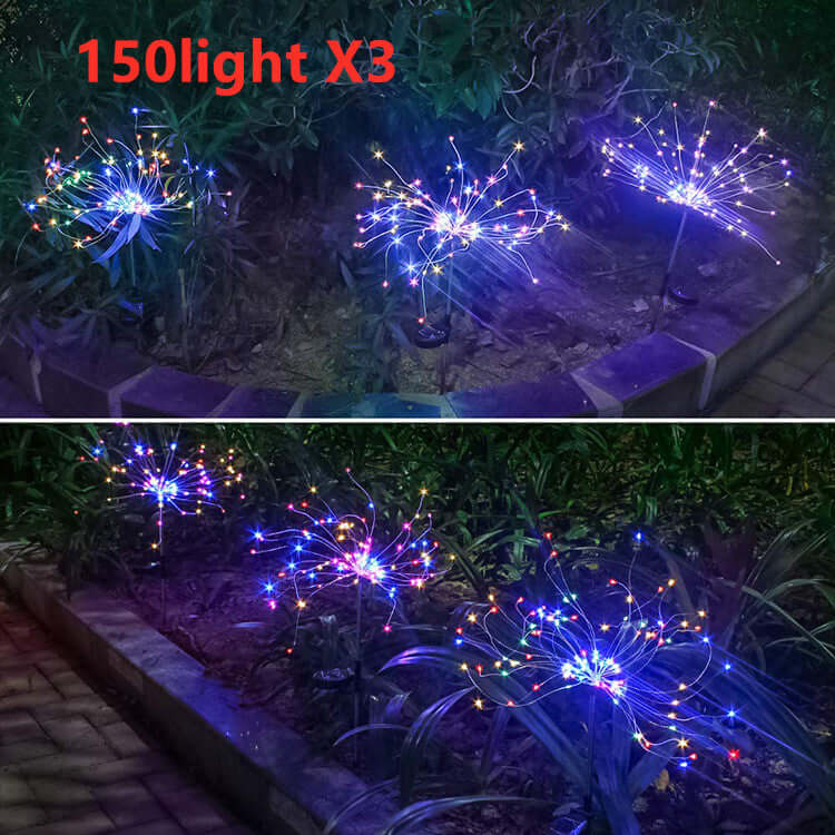 New Ground Plug Solar Fireworks Light LED Light String Copper Wire Outdoor Garden Decoration Star Lights Christmas Lights