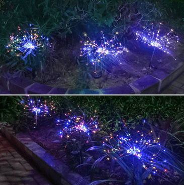 Nouvelle prise de terre feu d'artifice solaire éclairage LED chaîne fil de cuivre décoration de jardin extérieur étoiles lumières lumières de noël