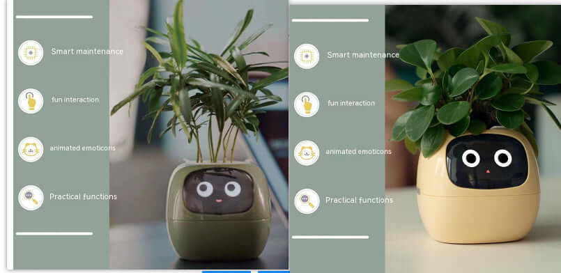 Smart Planter Endloser Spaß Über 49 ausdrucksstarke Ausdrücke 7 intelligente Sensoren und KI-Chips machen das Pflanzenaufziehen einfach und unterhaltsam