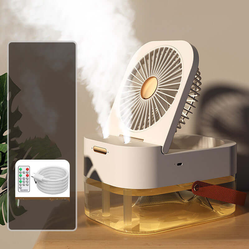 Luftbefeuchter-Sprühventilator, tragbarer Ventilator, Luftkühler, Luftbefeuchter, USB-Nebelventilator, Desktop-Ventilator mit Nachtlicht für das Haushaltsgerät im Sommer