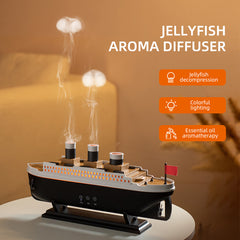 Diffuseur d'huiles essentielles à LED coloré pour bateau à vapeur, humidificateur pour la maison, le bureau, la chambre à coucher, veilleuse d'ambiance, 7 couleurs LED