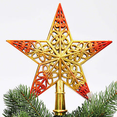 Gold Plating Three-dimensional Hollow Plastic Christmas Tree Decorations Top Star