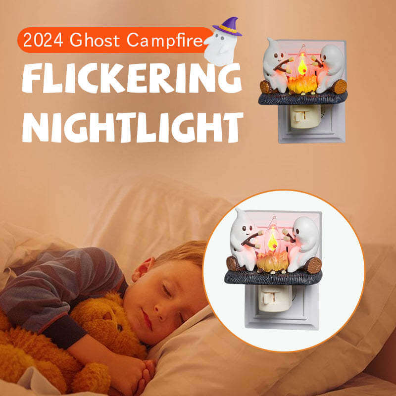 2024 geist Lagerfeuer Flackern Nachtlicht 2 Geister Braten Stecker Wand Spooky Feuer Marshmallow Nacht Licht Für Halloween Decor