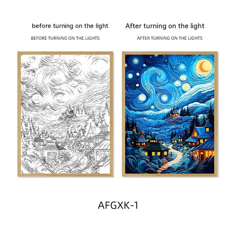 Van Gogh Famous Starry Sky Line Living Room Lighting Painting