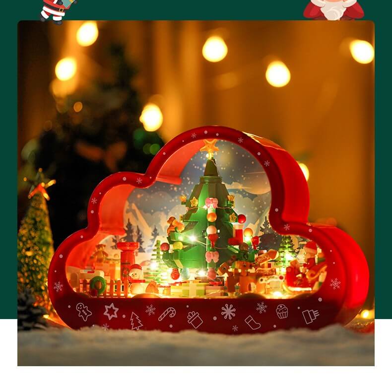 Christmas Cloud Night Lamp LED Table Light - Assembled Building Block Toy, Decorative Mirror