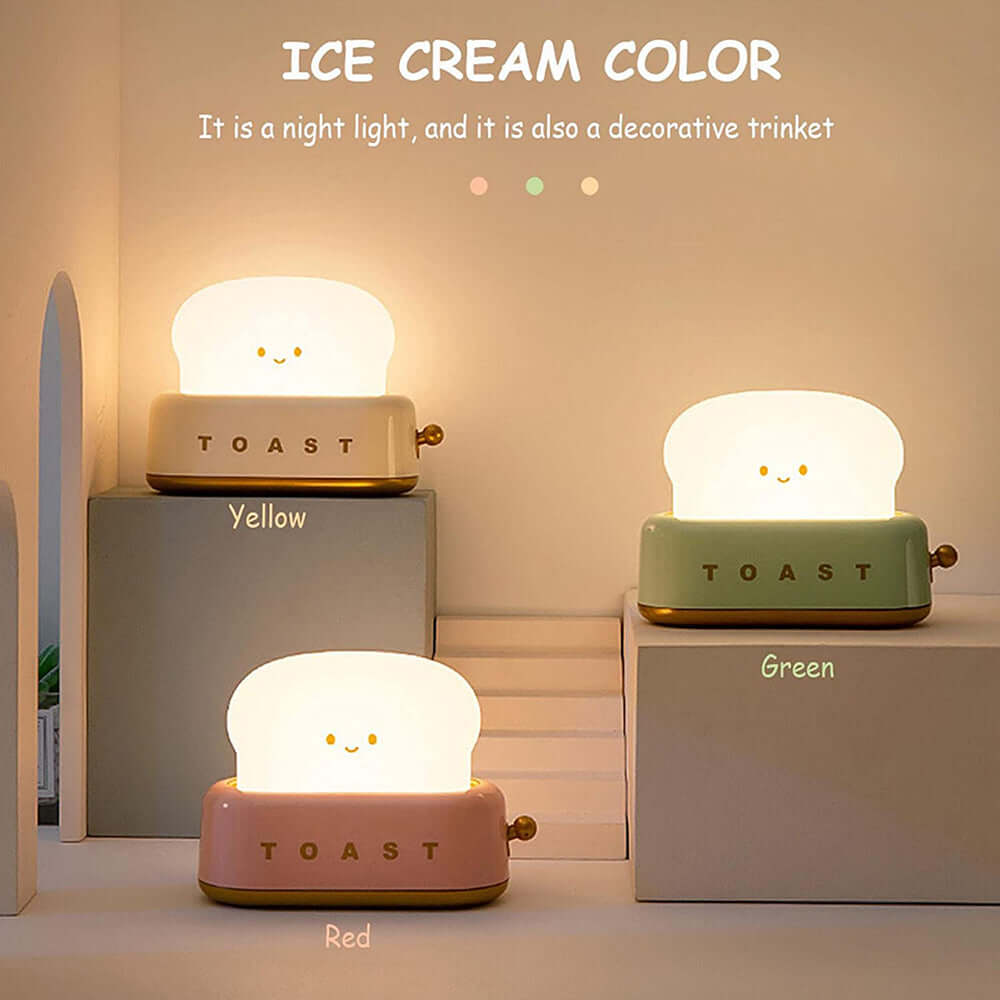 Creative LED Bread Maker Night Light USB Charging Dimming Toast Lamp Bedroom Children Timing Sleeping Lamps Funny Light